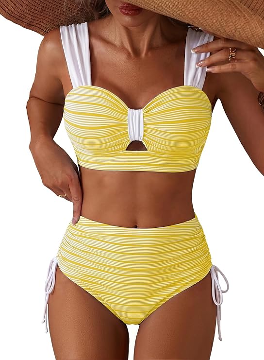 Womens High Waisted Bikini Sets Textured 2 Piece Swimsuits 2026 Summer Cutout Tie Side Bathing Suits Womens High Waisted Bikini Sets Textured 2 Piece Swimsuits 2026 Summer Cutout Tie Side Bathing Suits