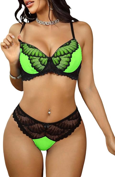 OYOANGLE Women's Butterfly Lace 2 Piece Lingerie Set Sexy Bra and Panty Set Butterfly Lingerie, Lace Lingerie Set OYOANGLE Women's Butterfly Lace 2 Piece Lingerie Set Sexy Bra and Panty Set | Butterfly Lingerie, Lace Lingerie Set