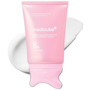 medicube PDRN Collagen Gua Sha Neck Wrinkle Cream - Firming, Contour Care | Built-In Gua Sha Massager with Volufiline 5% - For the Look of Fine Lines