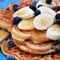 Banana Waffles With Blueberries