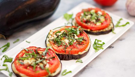 Baked Aubergines, Tomatoes And Feta