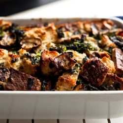 Mushroom Cheese Bread Pudding
