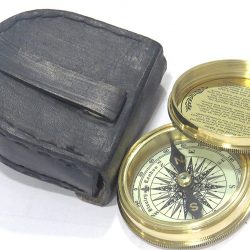 Artshai brass Magnetic Compass with Leather Case, Antique style