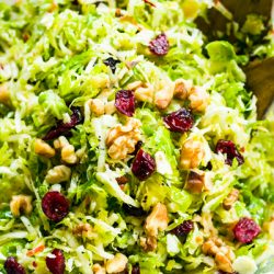 Brussels Sprout Slaw with Cranberries and Walnuts