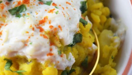 Indian Dal with Yogurt and Cucumbers