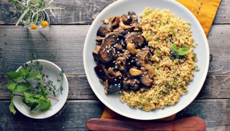 Millet with Mushrooms and Pumpkin Seeds