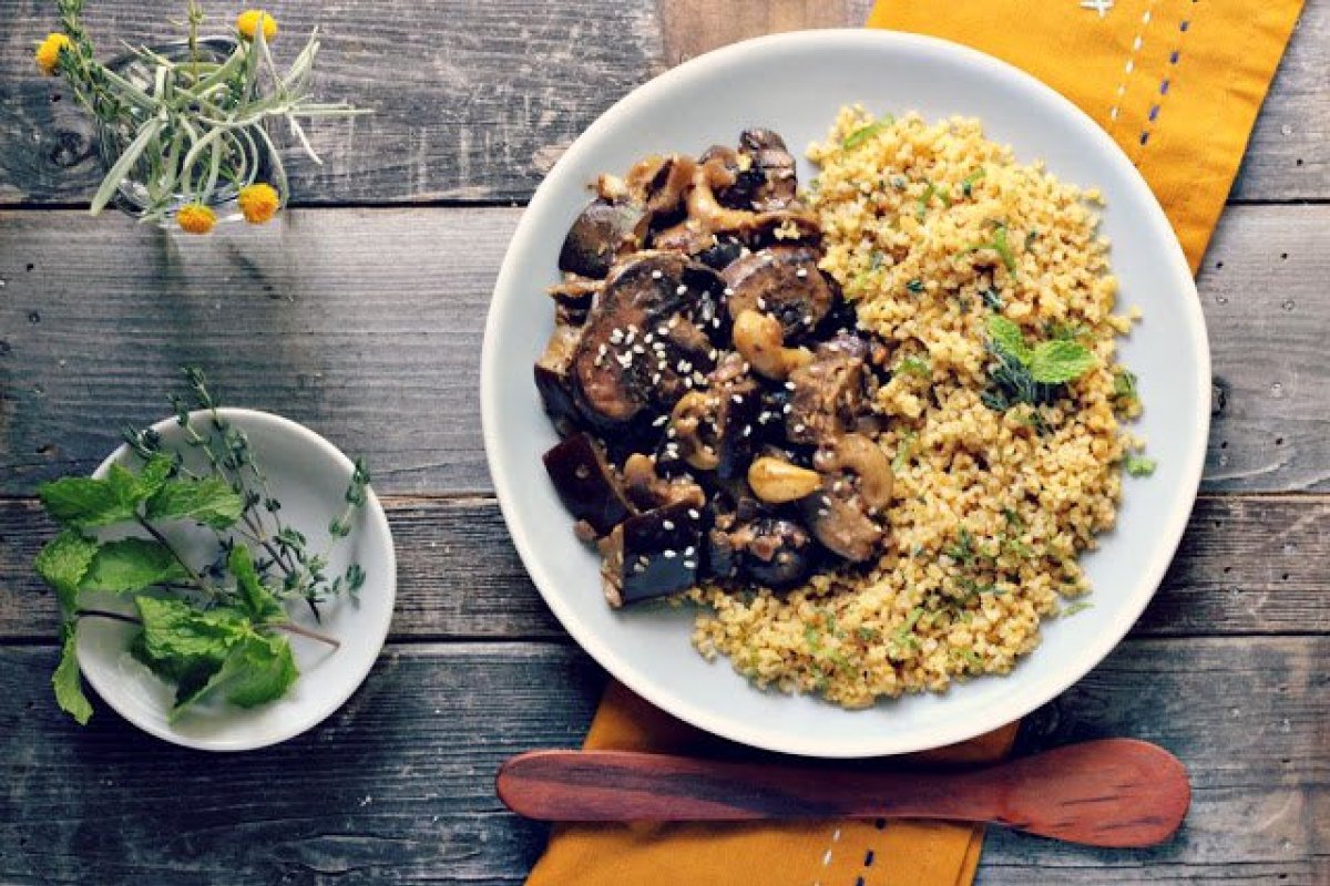 Millet with Mushrooms and Pumpkin Seeds