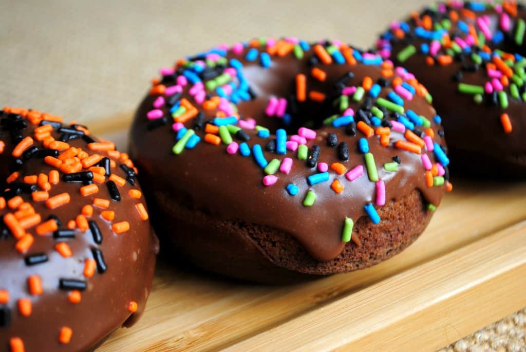 Baked Chocolate Sprinkle Donuts