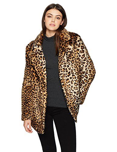 ZLSLZ Womens Winter Faux Fur Oversize Boyfriend Loose Leopard Outerwear Coat Jackets